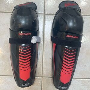 Bauer Black and Red Protective Shin Guards